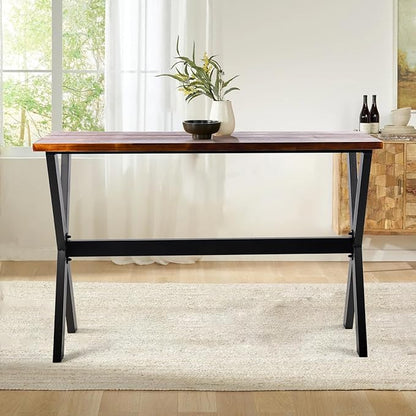 Industrial Rectangle Dining Table for Kitchen 41.3inch High Top Bar Table Narrow Patio Table Rustic Conference Working Desk for Office