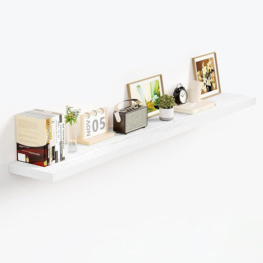 Vivelove White Floating Shelves 48 Inches Long, Wall Display Shelves with Invisible Brackets, for Bathroom Living Room Kitchen Bedroom Office Farmhouse Home Decor, 48x9.3X 1.5 - Set of 1, White