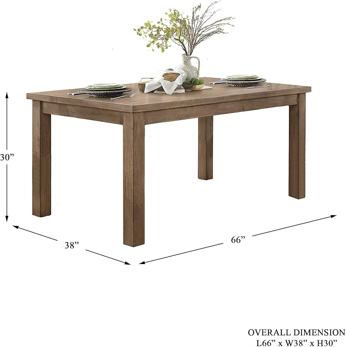 Lexicon Janina 5-Piece Dining Table Set - 66" Wood Kitchen & Dining Room Table with 4 Double X-Back Chairs, Rustic Farmhouse Rectangular Dining Set for Breakfast Nook & Family Meals, White