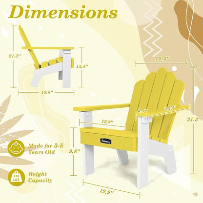 Kids Outdoor Chair, Kids Adirondack Chairs Set of 2, Toddler Outdoor Chair | CPC Certified, HDPE All Weather, Easy Assembly, Ergonomic Design, Fade Shield, Easy-Clean for Patio, Garden, Backyard, Beach