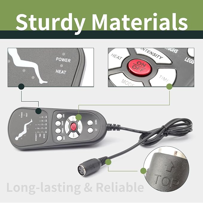 3 Pin Replacement Massage Function Remote Handset Controller for Recliner Lift Chair, Controls 1 Lifting Up/Down Motor 4 Sets of Vibration Motors 1 Heating Pad