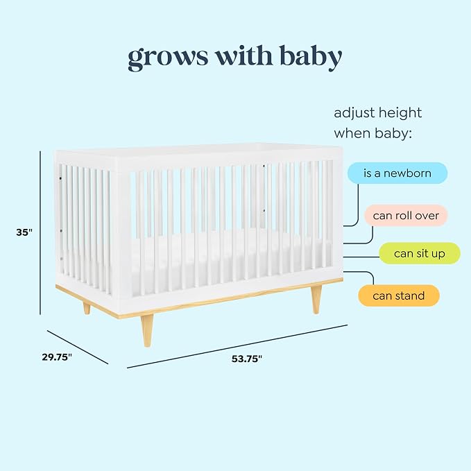 Davinci Marley 3-in-1 Convertible Crib w/Mattress - White & Natural | FSC & GREENGUARD Gold Certified Crib Convertible to Toddler Bed & Daybed - Includes Mattress - Conversion Kit Sold Separately