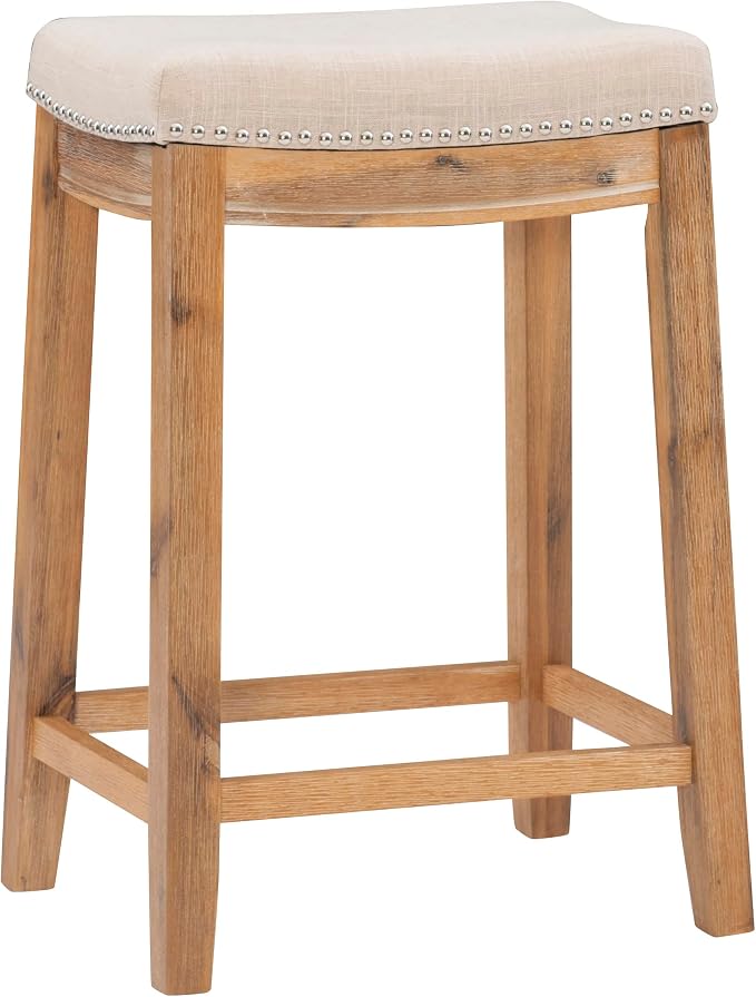 Linon Home Décor Kingston Acacia Counter Stool, Brown