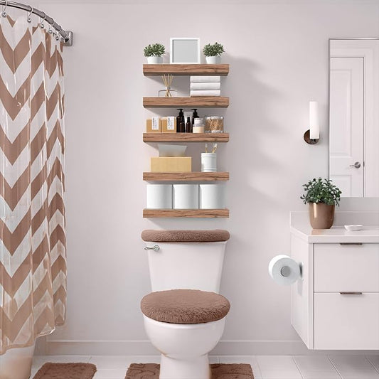 Sorbus Floating Shelves for Wall – 16 Inch Floating Shelf for Kitchen, Bedroom, Living Room, Bathroom, Home & Wall Decor - Mounted Bathroom Shelves with Invisible Brackets (Mahogany, 2 Pack)