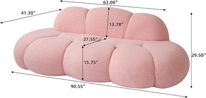 JACH 3 Seater Cloud Sofa for Living Room, Modern Sherpa Upholstered Couch, Minimalist Leisure Sofa, Comfy Cloud Couch for Apartment, Small Space, No Assembly Required (Pink)