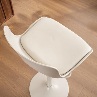 Kidol & Shellder Bar Stools Set of 2 Cream Adjustable Swivel Counter Height Stools, Modern PU Leather Upholstered with Back Solid Color Barstools for Kitchen Island