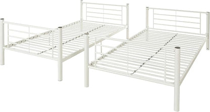 Walker Edison Elodie Urban Industrial Twin Over Twin Metal Bunk Bed, Twin Over Twin, White