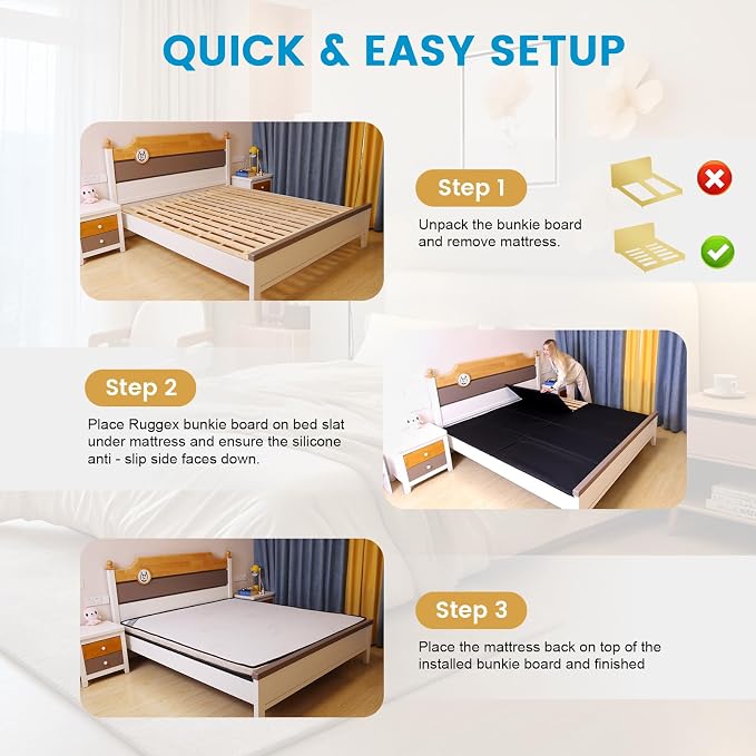 Bunkie Board Queen (60x80) 10mm H-Strength Rib Bed Boards for Under Mattress, Anti-Sag & Noise-Free Design, Heavy Duty Low Profile Anti-Slip Mattress Foundation for Platform Beds & Sofa Beds