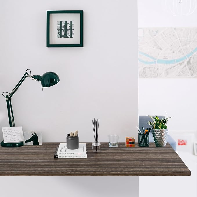 Kaboon Universal Tabletop 40"x18", Solid One-Piece Melamine Table Top, Double L-Desk Floating Desk DIY, Home and Office,Eucalyptus