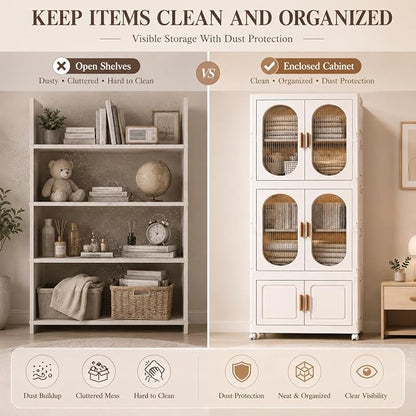 2-Tier Hanging Foldable Closet with Storage Bin, 3-Tier Portable Armoire Organizer, Modular Folding Cabinet with Doors & Wheels for Nursery Room Organization, Clear