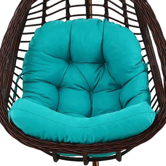 idee-home Egg Chair Cushion Replacement, Hanging Chair Cushion Outdoor | Cushions with Waterproof Cover for Wicker Patio Hammock Swing, Blue (Swing Not Included)