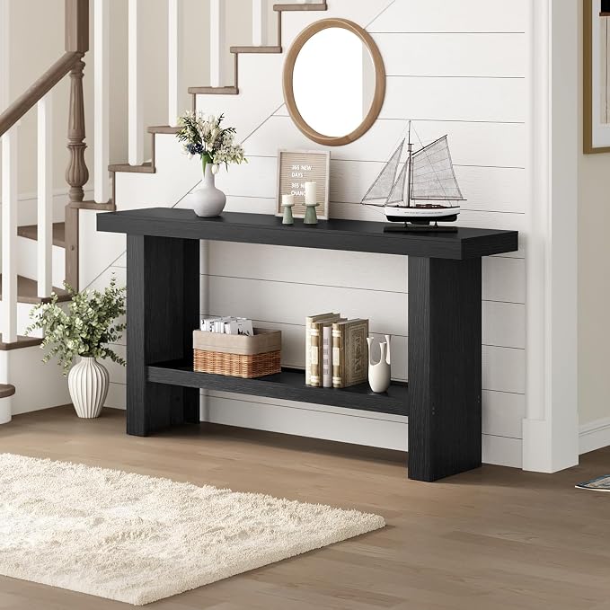 MAHANCRIS Console Table, 47.2'' Black Entryway Table for Hallway, Narrow Sofa Table Behind The Couch, Modern Foyer Tables for Entrance, Living Room, Corridor, Easy Assembly, Black CTBK26801