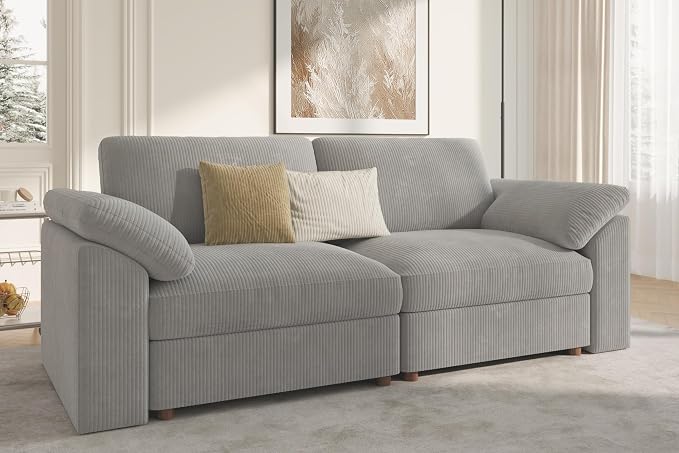 EASE MOOSE Comfty Modern Loveseat Couch, Modern Deep Seat Sectional 2 Seat Modular Sofa for Living Room,Light Gray