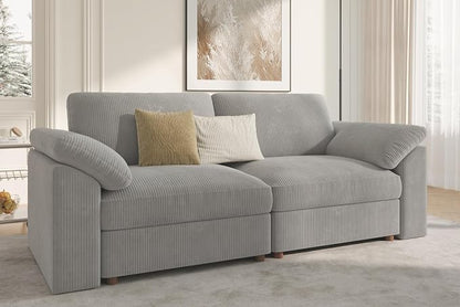 EASE MOOSE Comfty Modern Loveseat Couch, Modern Deep Seat Sectional 2 Seat Modular Sofa for Living Room,Light Gray