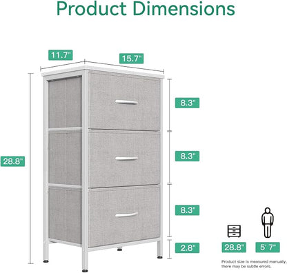 AODK Dresser for Bedroom Nightstand Small Chest of Drawers End Table for Living Room, Closet with 3 Storage Drawers Organizer Clothes, Light Grey