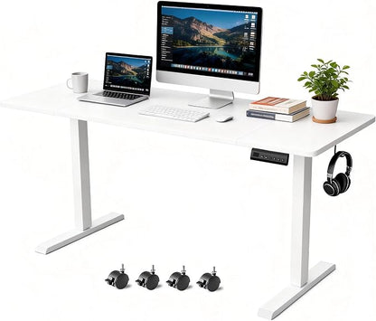 Standing Desk with Splice Board Adjustable Height- 63 inch Mobile Stand up Desk with Wheels, Portable Sit Stand Desks Electric with Lockable Casters