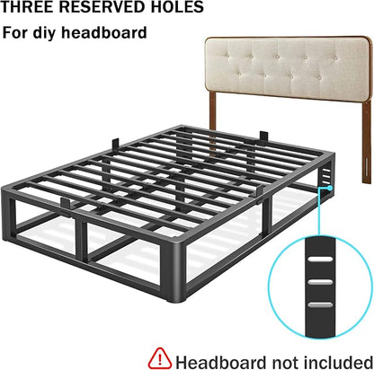 Bilily Metal Heavy Duty 14 inch California King Bed Frame with Rounded Corner and Headboard Hole Mattress Retainers 3500 LBS No Box Spring Needed Platform Noise Free Easy Assembly