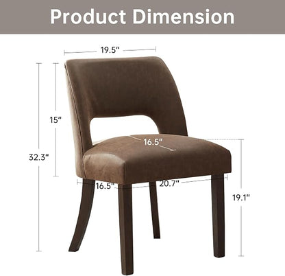 VKNOW Modern Dining Chairs Set of 6 with Rubberwood Legs, Dark Brown | Faux Leather, Curved Back, For family, Kitchen Dining RoomRestaurant Reception Room, No wobble, 80% pre-installed