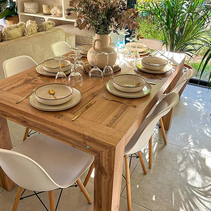 Mobili Fiver, Iacopo Extendable Dining Table, 55,1(86,6) x35,4 in, Rustic Oak, for 6-10 People, Expandable Dining Table for Kitchen, Living Room, Italian Furniture