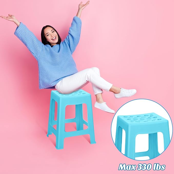 TURSTIN 12 Pack Plastic Stools 16.9 Inch 6 Macaron Colored Nesting Stools Portable Backless Bar Stool Flexible Seating Chairs for Classroom Office Home