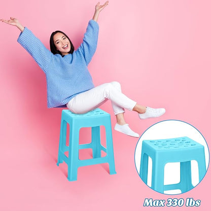 TURSTIN 12 Pack Plastic Stools 16.9 Inch 6 Macaron Colored Nesting Stools Portable Backless Bar Stool Flexible Seating Chairs for Classroom Office Home