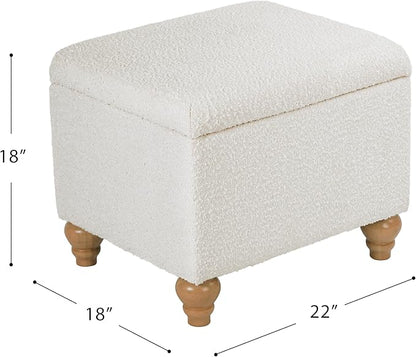 HomePop 22" Medium Rectangular Storage Ottoman - Cream Boucle