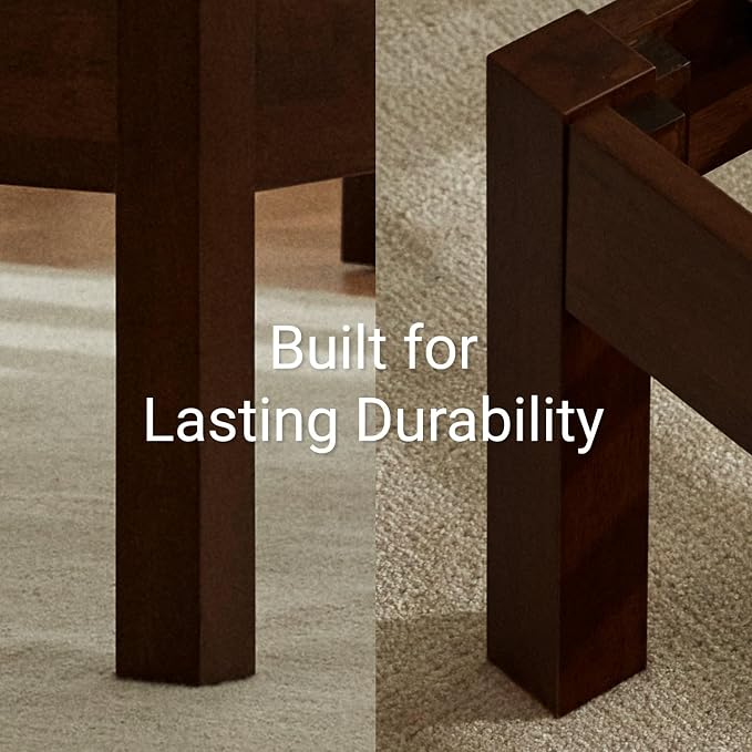 LIFEMENT Queen Bed Frame Classic Wood Platform, Noise Free, Under Bed Storage, No Box Spring Needed, Easy Assembly, Walnut