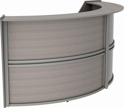 Linea Italia Curved Modern Office Desk Easy to Assembly 2 Panel Reception Counter for Lobby, Salon, 124" x 49", Ash