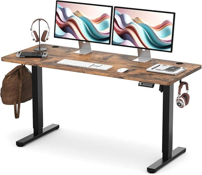 Monomi Electric Standing Desk 55x24 Inches，Height Adjustable Sit Stand Up Desk for Home Office, Ergonomic Computer Workstation with 178LBS Load Capacity & Quiet Motor, Two-Piece Desktop, Rustic Brown
