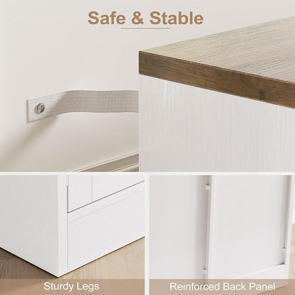 Buffet Cabinet with Storage, 55" Large Sideboard Storage Cabinet with Drawer, 4 Doors and Shelves, Modern Farmhouse Coffee Bar Table Kitchen Island Credenza for Kitchen, Entryway, Dining, Living Room