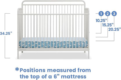 Delta Children Hayden 5-in-1 Convertible Metal Crib, Warm Gray