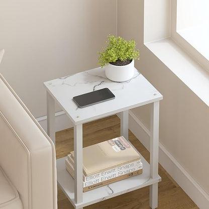 TUTOTAK End Table, Side Table, Nightstand, 2-Tier Storage Shelf, Sofa Side Table for Small Space, Living Room, Bed Room TB01BMW034