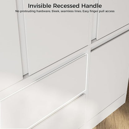 IRONCK 47.2" Armoire Wardrobe Closet with Drawers, White Armoire with Hanging Rods & DIY Adjustable Shelves, Modern Wardrobe with Soft-Close Hinges, Freestanding Closet for Bedroom