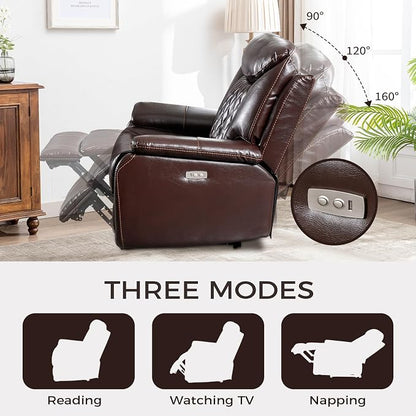 HAOMARKETS Electric Recliner Chair Set of 2, Soft PU Leather Power Recliners with Padded Backrest, Single Overstuffed Heavy Duty Reclining Sofa for Living Room Bedroom, Dark Brown