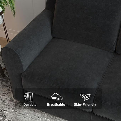 Bonzy Home 2 Piece Sofa Set, 2-Seater and 3-Seater Sofa Couch, Modern Comfy Sofa with Thicked Cushion for Living Room Apartment Office, Black