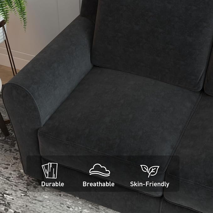 Bonzy Home 80.7" Black Couch, 3 Seater Sofa for Living Room, Modern Comfy Couches with Thick Cushion for Home Apartment Office