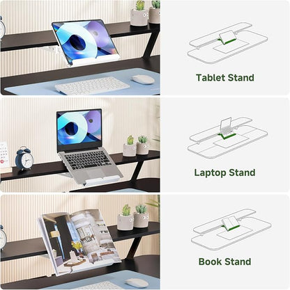 GTPLAYER Electric Standing Desk with Drawers, 55 x 24 Inches Height Adjustable Computer Desk with Monitor Stand, Laptop Stand, Sit Stand up Desk with Memory Preset for Home, Office, Black