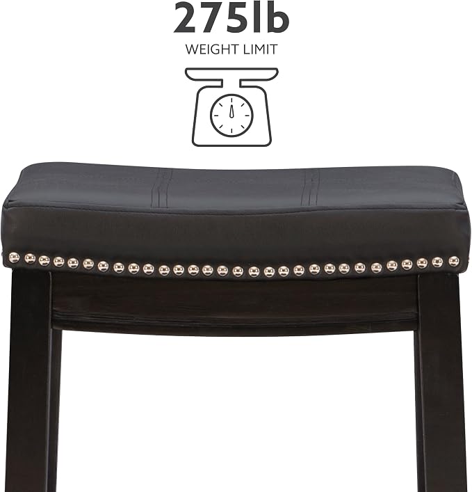 Linon Claridge Counter Stool, Black, 26" x 18" x 12.75"