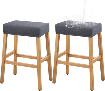 YISUN Stool Covers Rectangle - 2 Pack Stretch Waterproof Saddle Seat Cover Counter Bar Stools Bar Chairs Covers Kitchen Island Chairs Cushion Protector