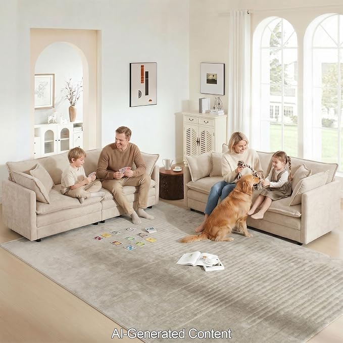GNIXUU 76" Modular Sectional Sofa, Camel Loveseat Sofa Cloud 2 Seater Couch, Comfy Chenille Love Seats 25" Deep Seat with 2 Pillows for Small Spaces Apartment Studio Office Bedroom Living Room