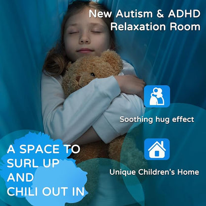 Sensory Swing for Kids Indoor & Outdoor Double Layer Therapy Cuddle Hammock Chair with 360 Swivel Hanger Kit Adjustable Swing for Child and Adult with Aspergers Autism ADHD (Cerulean)