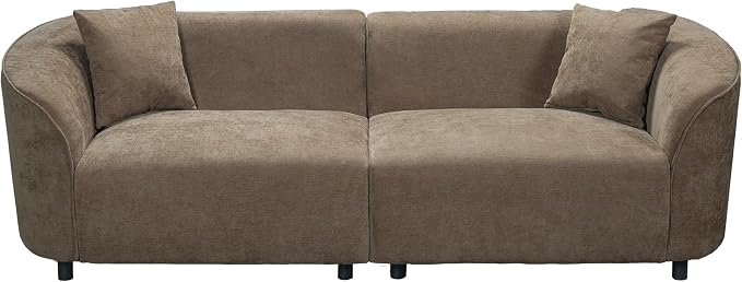 Merax 87" Curved Sofa Comfy Contemporary Upholstered Loveseat with Extra Deep Seats for Living Room Apartment Office, Brown