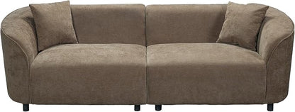Merax 87" Curved Sofa Comfy Contemporary Upholstered Loveseat with Extra Deep Seats for Living Room Apartment Office, Brown