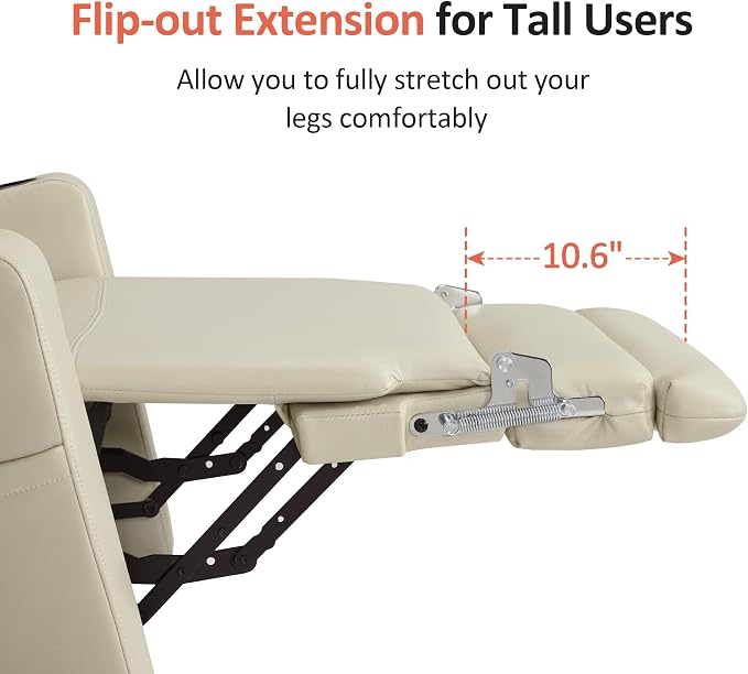 MCombo Lift Chair for Tall Man 6‘6’’, Dual Motor Power Lift Recliner Chair for Elderly, Lay Flat for Sleeping, Heat and Massage, USB & Type C, Faux Leather 7755 (Cream White)