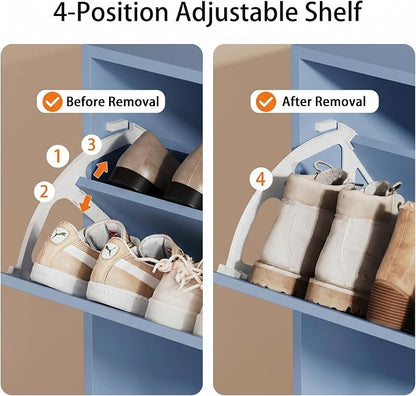 Shoe Storage Cabinet, Wood Shoe Organizer for Entryway with 3 Flip Drawers, Freestanding Shoe Rack with Adjustable Shelf, Narrow Shoe Dresser for Front Door Entrance (Blue, Standard 3 Drawers)