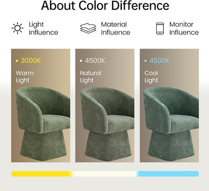 VKNOW Upholstered Swivel Dining Chairs Set of 1, Modern Dining Room Chairs with Barrel Back, Accent Arm Chair for Dining Room, Living Room, Bedroom, Vanity, Green