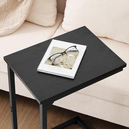 AMHANCIBLE C Shaped End Table Set of 2, Couch Side Table that Slide Under Sofa, Narrow Small Space TV Trays for Living Room, Bedroom, Black, HET02CBK