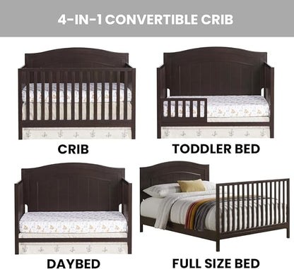 Oxford Baby North Bay 4-in-1 Convertible Crib, Espresso Brown, GreenGuard Gold Certified