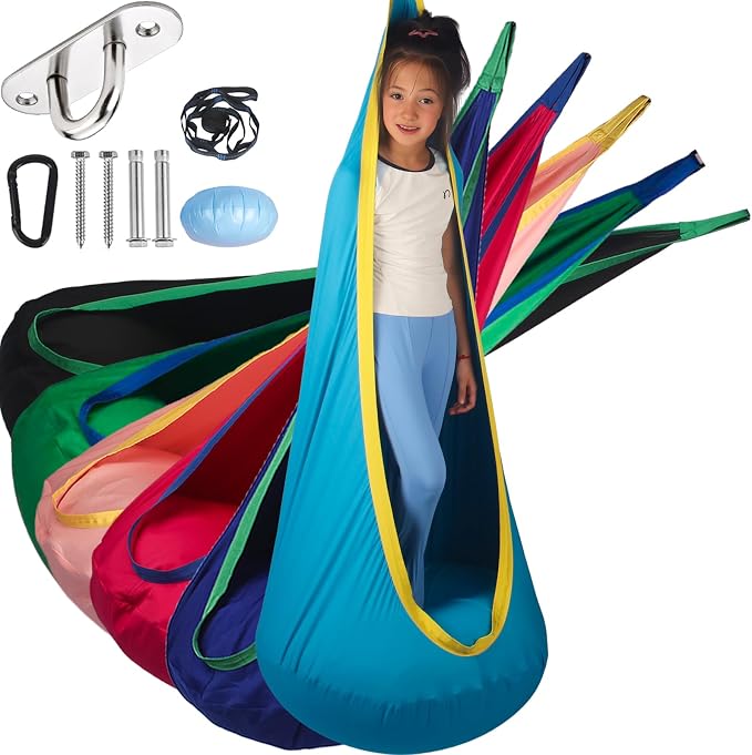 Sensory Pod Swing Hanging Seat Hammock Chair (Teal)