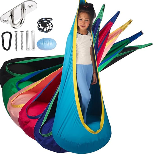 Sensory Pod Swing Hanging Seat Hammock Chair (Teal)